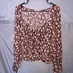 Abercrombie & Fitch Burgundy Floral Blouse